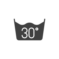 30 C or 80 F, water temperature washing vector icon. filled flat sign for mobile concept and web design. Wash machine instruction glyph icon. Laundry symbol, logo illustration. Vector graphics