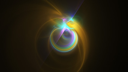 Abstract transparent yellow and blue crystal shapes. Fantasy light background. Digital fractal art. 3d rendering.