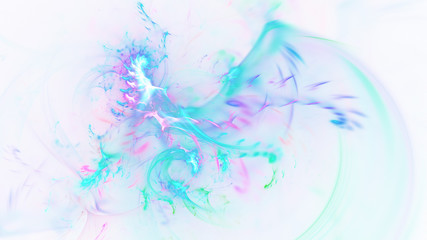 Fototapeta na wymiar Abstract transparent blue and violet crystal shapes. Fantasy light background. Digital fractal art. 3d rendering.