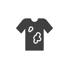 Dirty shirt vector icon. filled flat sign for mobile concept and web design. Stain remove sign glyph icon. Laundry symbol, logo illustration. Vector graphics