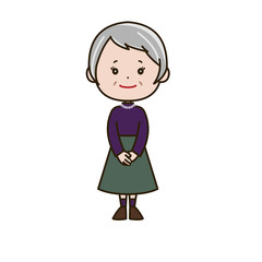 おしゃれシニア女性　ポーズ　イラスト