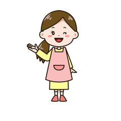低い位置　案内する女性　ポーズ　イラスト