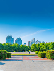 The architectural scenery in and around Century Park in Shanghai, China