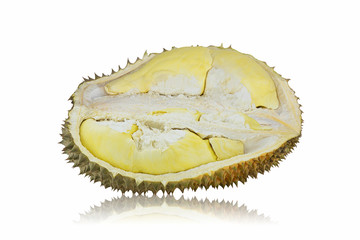 Fototapeta premium Fresh peeled durian fruit on white background