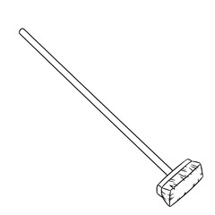 Hand drawn cute bromstick besom doodle. Vector isolated symbol. Cartoon sketch element