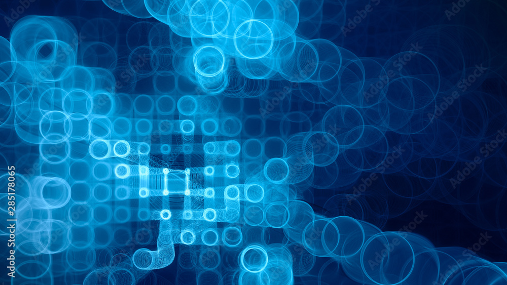 Poster abstract blue and black background element. fractal graphics 3d illustration. wide format compositio