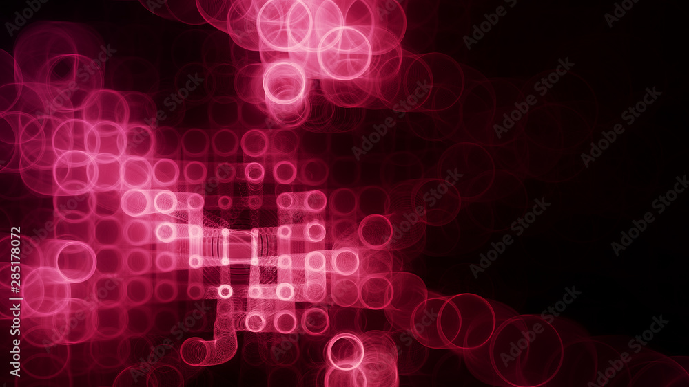 Poster abstract red on black background element. fractal graphics 3d illustration. wide format composition 