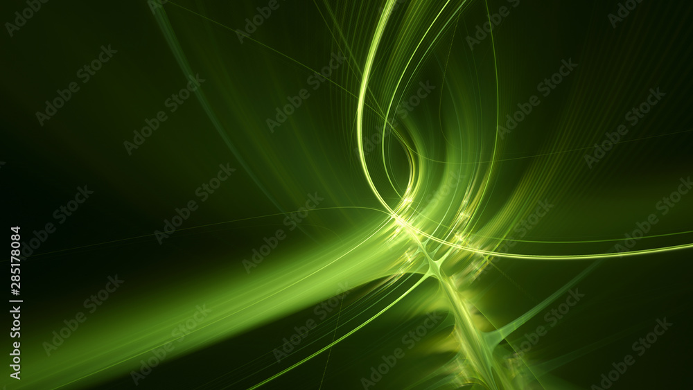Poster abstract green background element on black. fractal graphics 3d illustration. three-dimensional comp