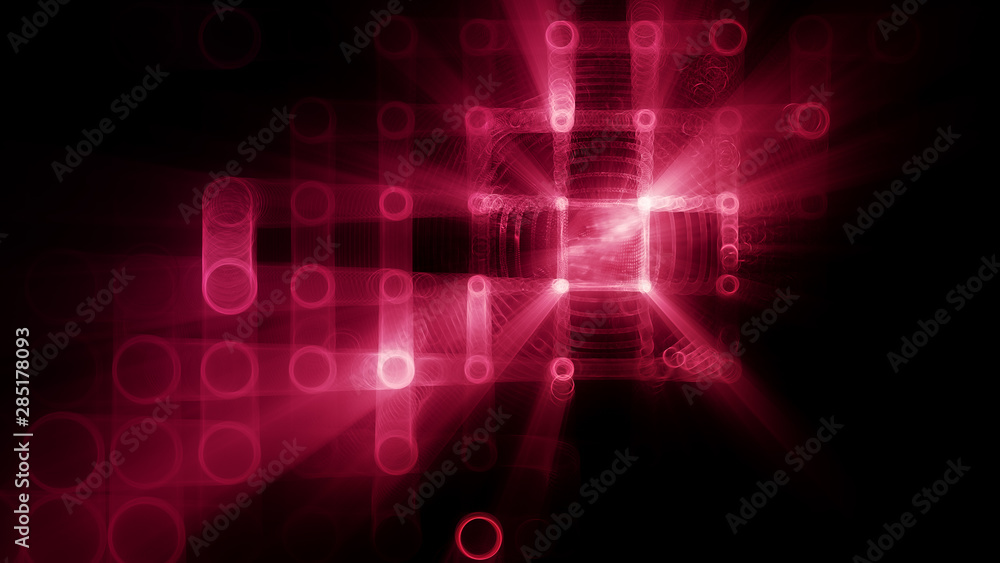 Poster abstract background element. fractal graphics 3d illustration. wide format composition of grid cells