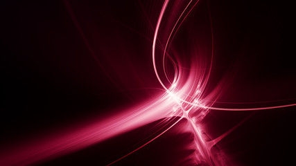 Abstract red background element on black. Fractal graphics 3d Illustration. Three-dimensional composition of glowing lines and motion blur traces. Movement and innovation concept.