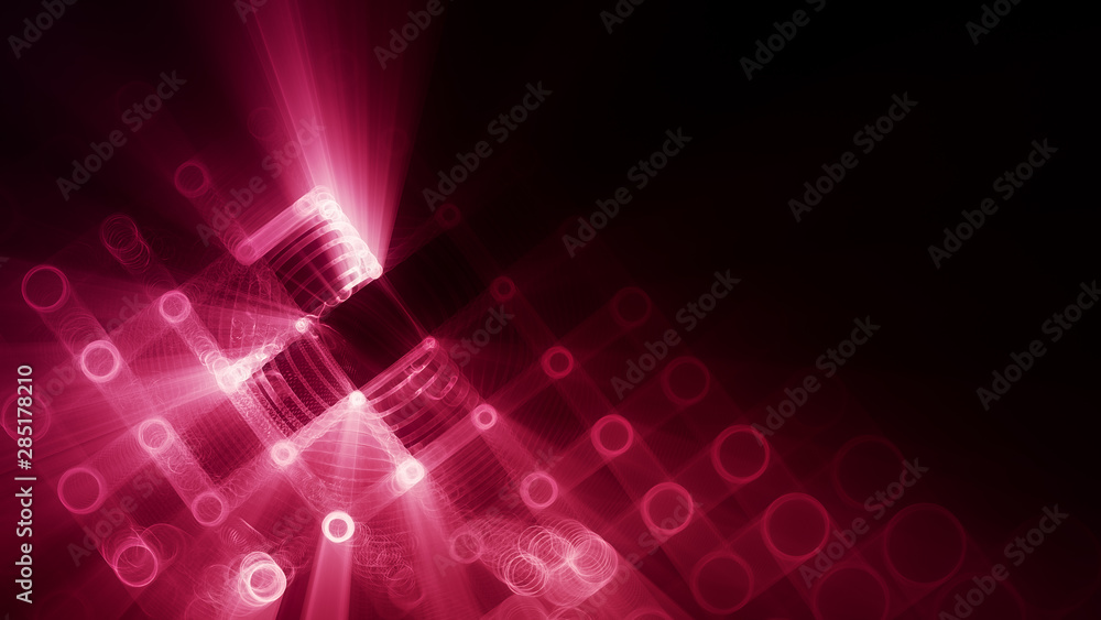 Poster abstract background element. fractal graphics 3d illustration. wide format composition of grid cells