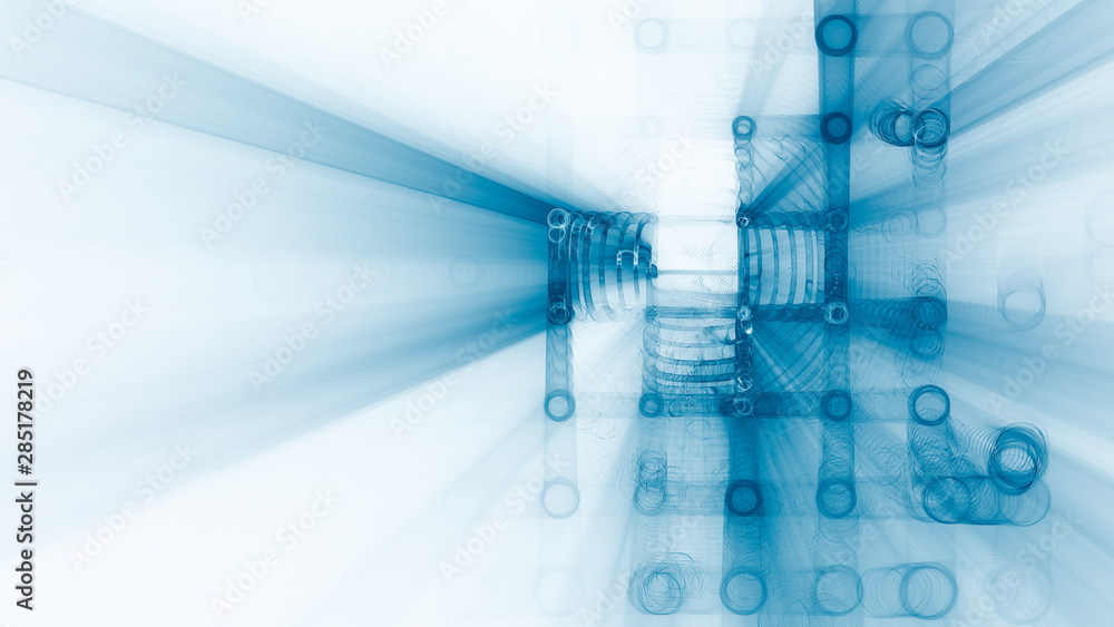 Poster abstract background element. fractal graphics 3d illustration. wide format composition of grid cells