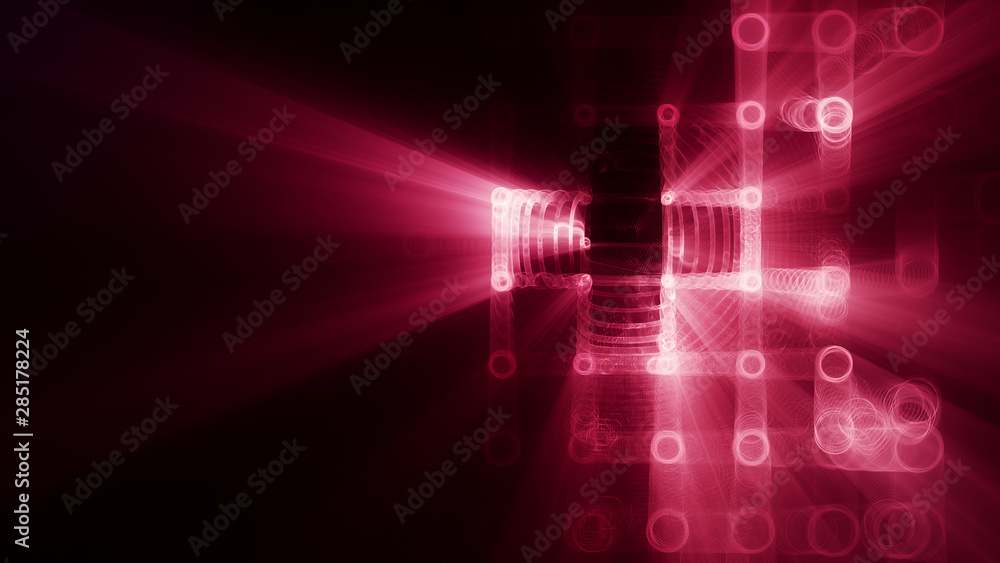 Poster abstract background element. fractal graphics 3d illustration. wide format composition of grid cells