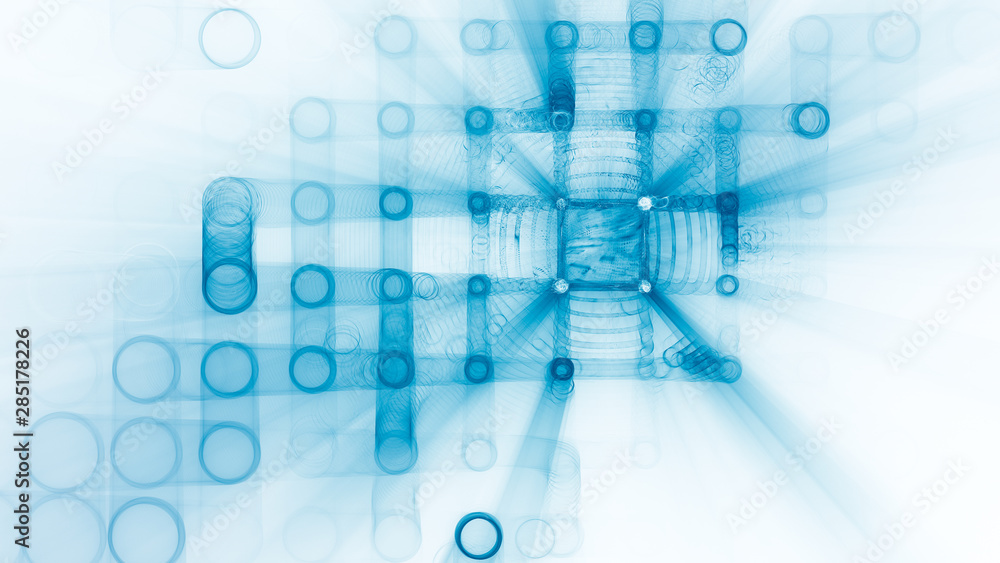 Poster abstract background element. fractal graphics 3d illustration. wide format composition of grid cells
