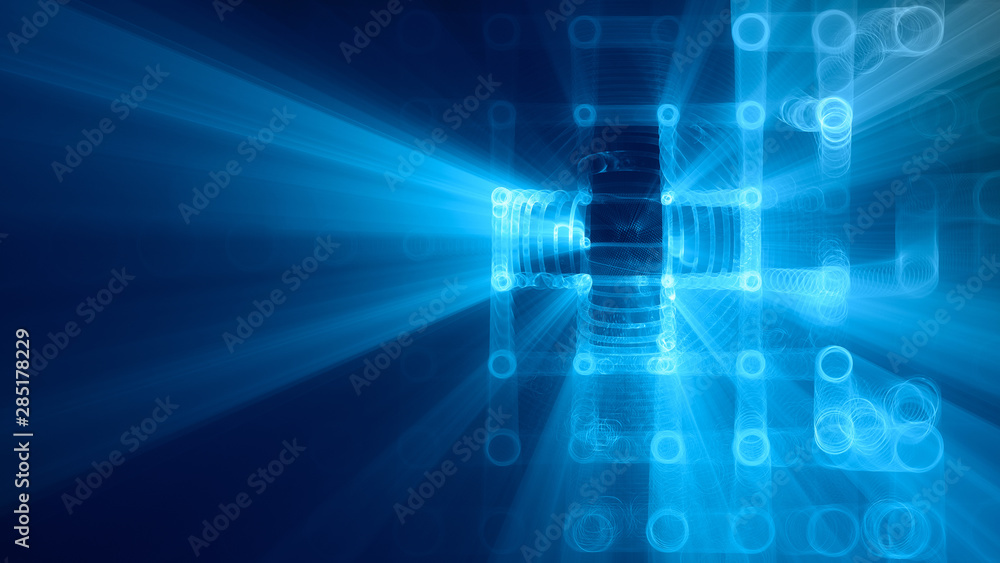 Fototapete abstract background element. fractal graphics 3d illustration. wide format composition of grid cells