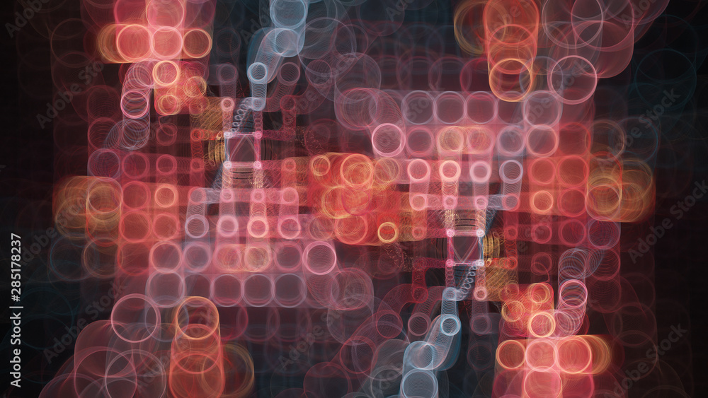 Aufkleber abstract red on black background element. fractal graphics 3d illustration. wide format composition 
