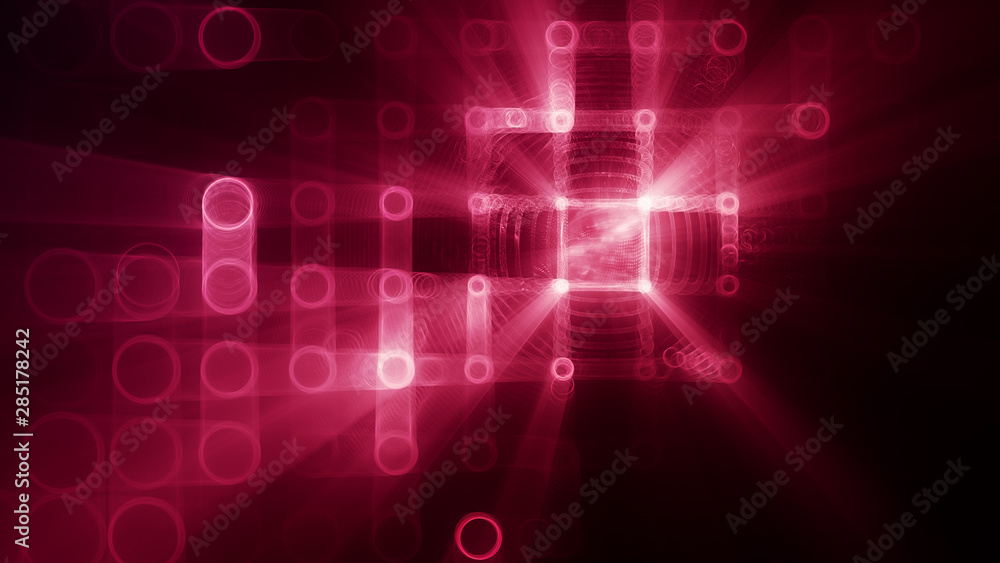 Poster abstract background element. fractal graphics 3d illustration. wide format composition of grid cells