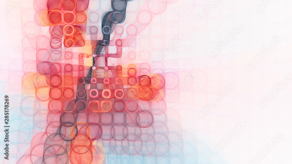 Poster abstract red on white background element. fractal graphics 3d illustration. wide format composition 