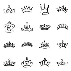 Crown Drawing Vectors Pack 