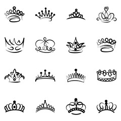 Royal Crown Drawing Vectors Pack 