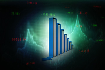3d rendering Stock market online business concept. business Graph 