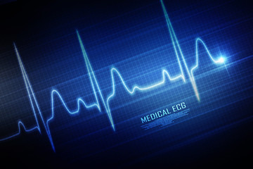 Heart with cardiogram - 2D illustration