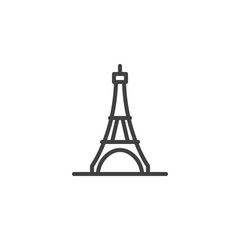 Paris city landmark line icon. linear style sign for mobile concept and web design. Eiffel tower outline vector icon. France travel symbol, logo illustration. Vector graphics