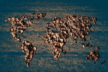 Rough world map as a global business and education concept