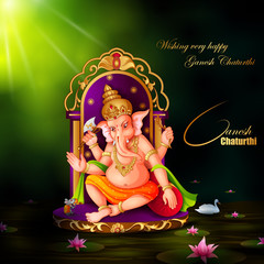 vector illustration of Lord Ganapati for Happy Ganesh Chaturthi festival religious banner background