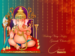 Fototapeta na wymiar vector illustration of Lord Ganapati for Happy Ganesh Chaturthi festival religious banner background