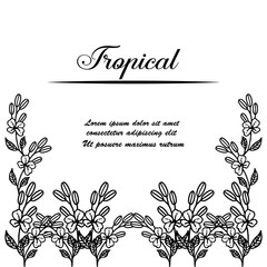 Elegant card, with concept tropical, with ornate beautiful wreath frame. Vector