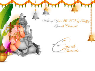 vector illustration of Lord Ganapati for Happy Ganesh Chaturthi festival religious banner background