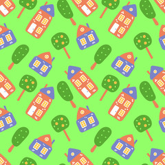 Kids seamless pattern. Childish picture. Print for baby diapers, vests, sliders, sheets, wallpapers, hats, jackets, dress, textile or linens. Hand drawn vector sketch background. Fashion design.