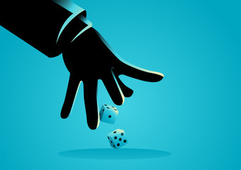 Businessman hand throwing dices