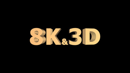 3d rendering of 8k and 3d isometric wording ICON