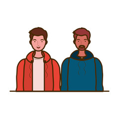 young men on white background