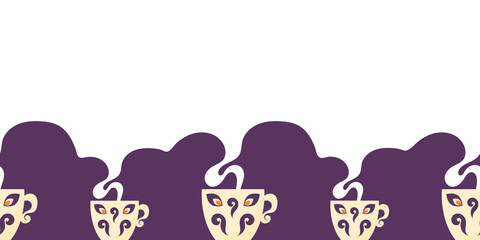 Banner template with flat hygge mugs.