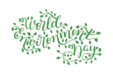 World Environment Day hand lettering. Template for card, poster, print.