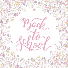 Back to School hand lettering. Template for card, poster, print.