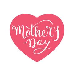Hand lettering Mother's Day with hearts. Template greeting card, poster.