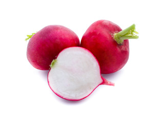 Small garden radish isolated on white background