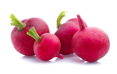 Small garden radish isolated on white background