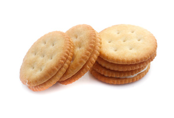 Sandwich cracker on white background