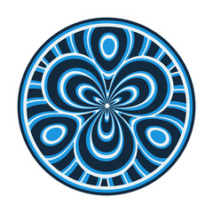 asian tribal emblem blue white