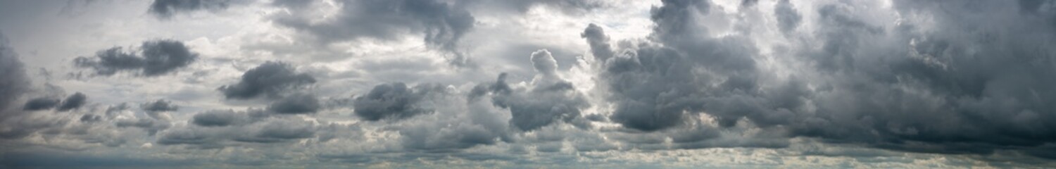 Fantastic soft clouds against blue sky, natural composition - panorama