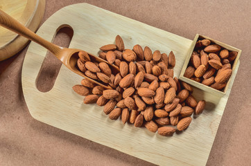 almond on wooden background