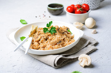 Spelt with Mushrooms, Tasty Homemade Vegetarian Dish