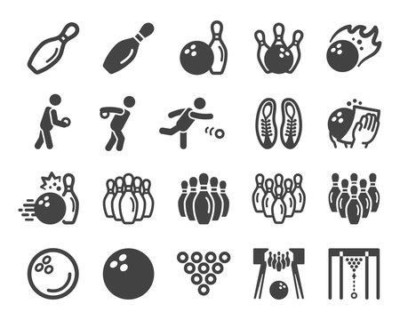 bowling sport and recreation icon set,vector and illustration