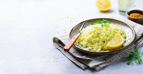 Yellow Rice, Turmeric Rice wih Lemon, Ginger and Fenugreek