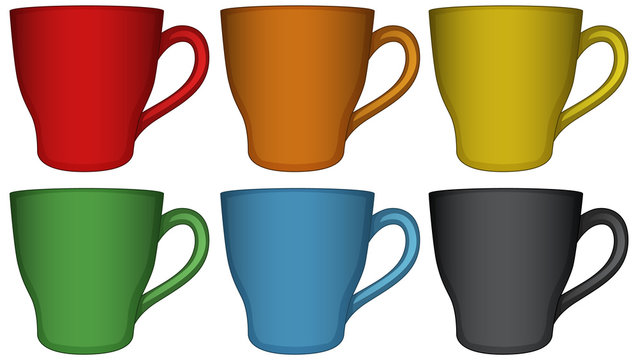 Coffee cups in six different colors